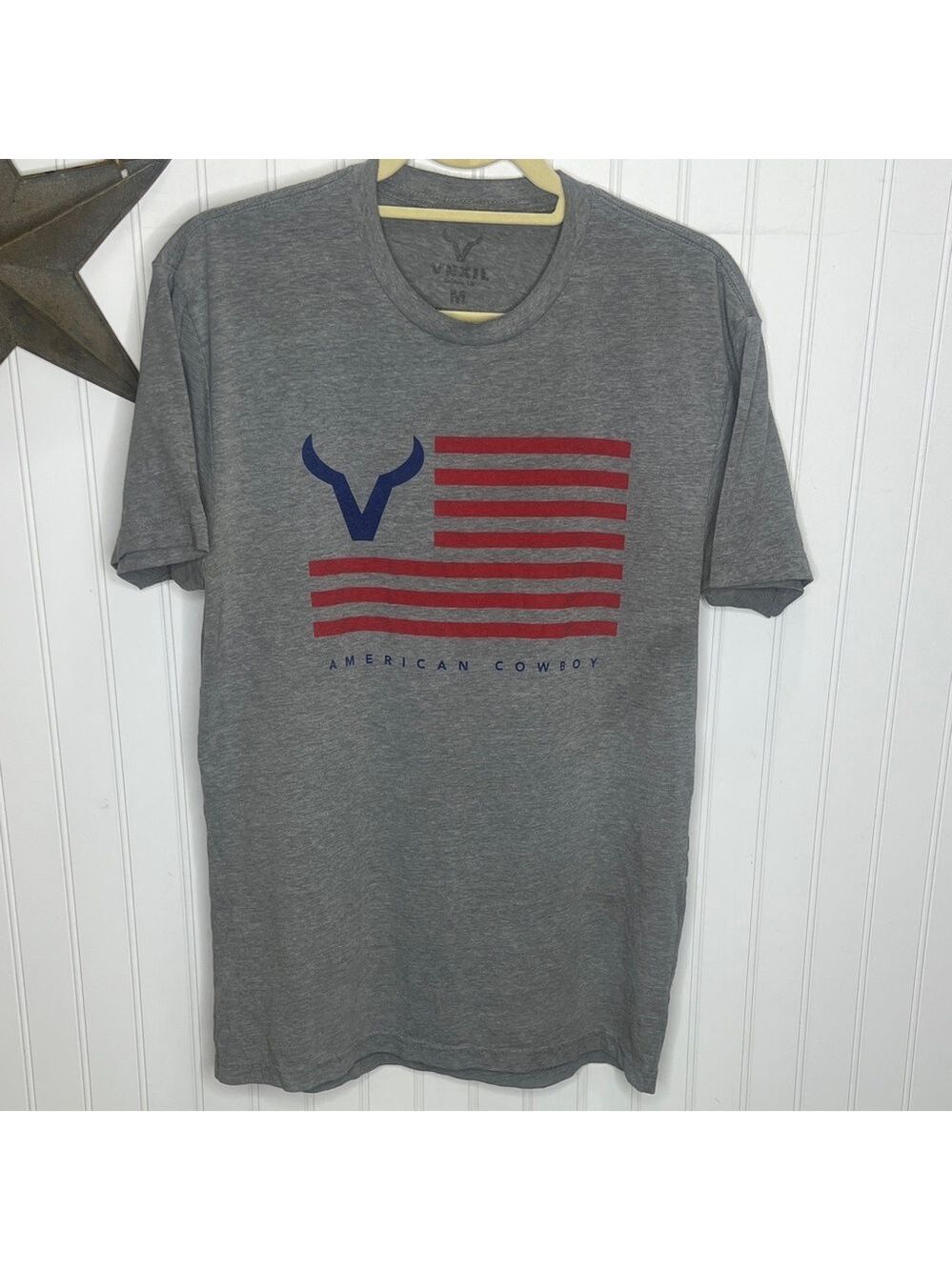 American Cowboy Flag Graphic Tee - Gray